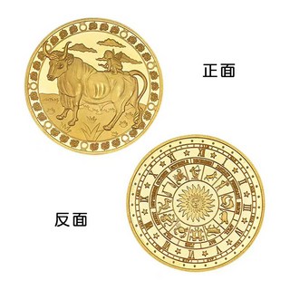 12星座紀念幣 星座幣 星座金幣 幸運幣 塔羅紀念章 占卜幣 抉擇幣 好運幣 硬幣 許願幣 金幣 塔羅牌幣, 金牛座-星座金幣, 1個