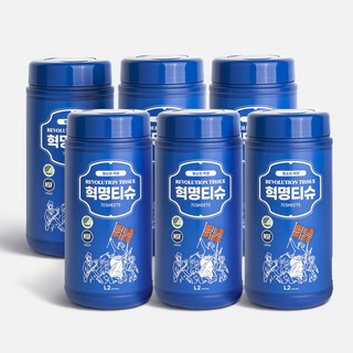 [홈쇼핑 정품][국내생산] 데일리아이디어 혁명티슈 70매 6통 멀티클리너 세정티슈 1종세제 안심성분, 6개