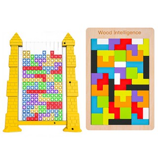 투데이리빙 2종 세트 테트로미노 블록 퍼즐 놀이 블럭 쌓기 맞추기 재밌는 보드 게임 두뇌 트레이닝 전략 창의력 향상 장난감, W99069Y, 1세트, 혼합색상