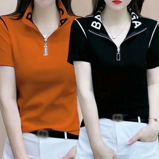 여성 쿨티셔츠 루즈핏 반집업 카라티 스트라이프 스판 반팔티 여름 셔츠남방