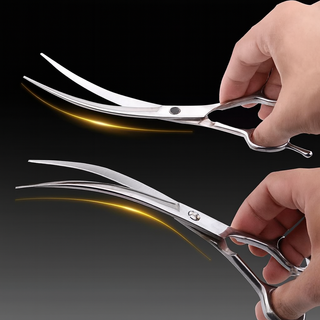 위시피키 숱가위 곡선가위 강아지 미용가위, 1세트(숱가위+곡선가위)