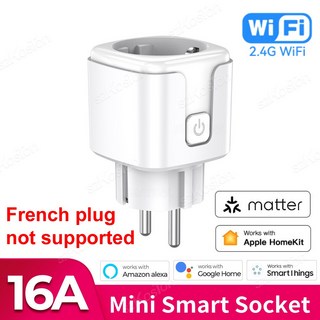 16A Matter EU WiFi 스마트 소켓 가전 미니 스마트 플러그 어댑터 APP 제어 타이머는 HomeKit Siri Alexa Google과 함께 작동합니다