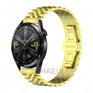 Huawei Watch GT6 / GT5 46mm 不鏽鋼金屬五珠錶帶, 金色,GT2/3/4/5/GT6 46mm, 1個
