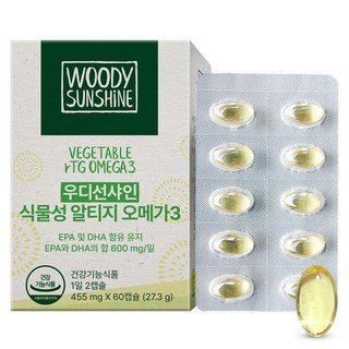 우디선샤인 식물성 알티지 rTG 오메가3, 60정, 1개