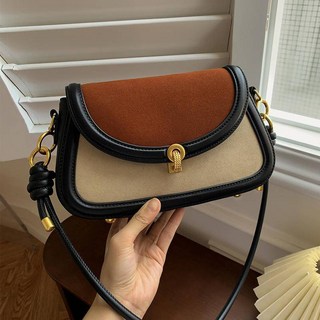 馬鞍包 側背包 復古皮革包 女, 拼接