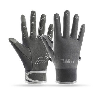 冬季防潑水騎行手套 男女情侶觸屏防滑保暖手套, 升級版灰色男款