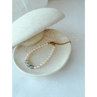 v.o.q 獨家設計 台灣妞 韓系 拉長石 灰月光 珍珠 手鍊