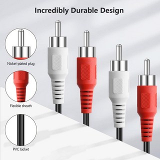 2RCA 남성 - 스테레오 오디오 서브우퍼 케이블 홈 시어터 HDTV 증폭기용 이중 차폐 RCA 코드, 3m