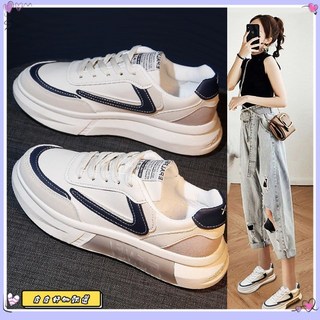 限時下殺 真軟皮複古闆鞋女2022鞦新款小衆設計感百搭ins潮港風運動休閒鞋