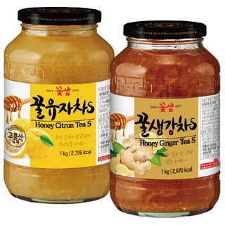 꽃샘 꿀유자차S 1kg + 꽃샘 꿀생강차S 1kg, 1개