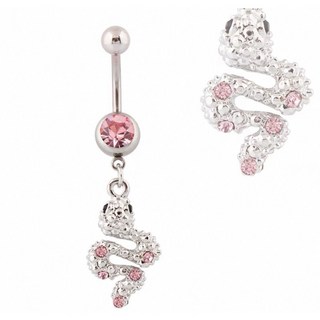 E3 現貨 新款 高品質 可愛小龍女肚臍環 防過敏 醫用不鏽鋼 粗針 肚臍釘 小蛇, 1個