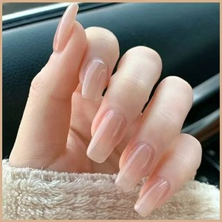 美甲貼片 穿戴甲 短款 готовый дизайн 指甲彩繪 24片, 1個, CF015-裸粉方甲