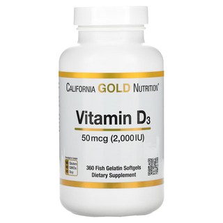California Gold Nutrition Vitamin D3 2000IU 360정, 1개