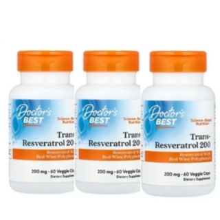 2+1 닥터스베스트 트랜스 레스베라트롤 200mg 레스비놀 함유 베지 캡슐 60정, 3개