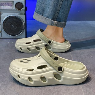 四季夏季男女居家戶外拖鞋 軟底透氣防水防滑厚底減震EVA人字拖, 43, 橄榄綠