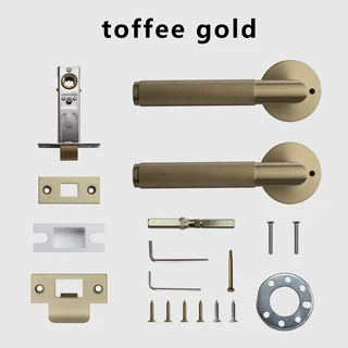 실내 가정용 나사형 도어락 304 스테인리스 스틸 핸들 프라이버시 목재, 01 toffee gold