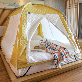 YAPOGI 프리미엄 두꺼운 원터치 모던 사각 침대 방한 난방텐트 + 보관가방