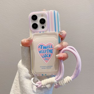 韓風卡包適用iphone17pro卡通手機殼果粉16掛繩13手機愛心保護套