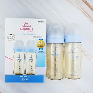 루피너스 PPSU 젖병 240ml 트윈팩 (스카이블루)/2개입 (더블하트 젖꼭지 호환), 2개