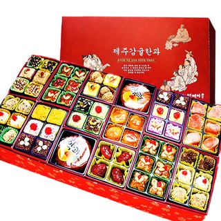 제주 감귤 한과 3단 선물세트 설날 부모님 설 명절 전통 과자 기업 회사 거래처 단체 선물 유과 어르신 할머니, 1개, 1.81kg