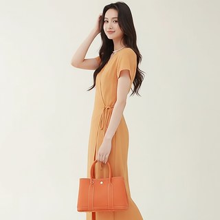 A&L老工匠 真皮牛皮精品花園包 經典手提斜背包 30cm (愛瑪橘)