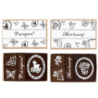 보스케 파리감성 프렌치 빈티지 스탬프, 1세트, 쎄미뇽+메르시보쿠