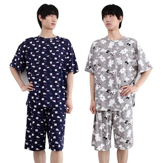 (2세트) 오버핏 쿨 잠옷세트 여성 남성 빅사이즈 냉감 여름 파자마 상하의 세트 1+1