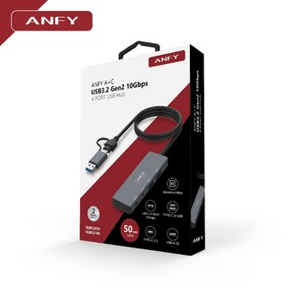 ANFY A+C USB3.2 Gen2 10Gbps 4埠 USB集線器 USB HUB 50/100公分, 1個, 線長50公分