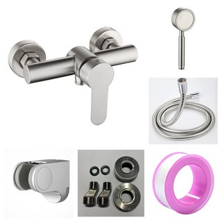 淼瀅精品衛浴 正304不銹鋼水龍頭 浴室水龍頭 40超大閥芯大流量, 1個, B3005單功能沐浴限定套組(圓管)高配