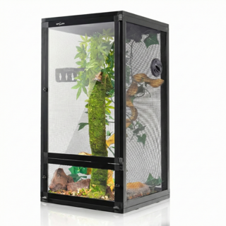 렙티주 조립식 스크린케이지 40x40x76cm 파충류 사육장, 1개, 블랙