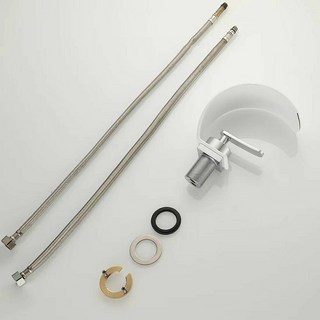 瀑布藝術水龍頭洗手盆龍頭：檯盆台上盆面盆水龍頭, 1個, 白色-C彎+60cm雙冷熱進水管