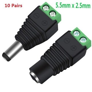 DC 커넥터 전원 잭 플러그 어댑터 100 쌍 12V 5A Male Female 2.1X5.5MM CCTV 카메라 Led 스트립, [02] 10 pairs, 10개