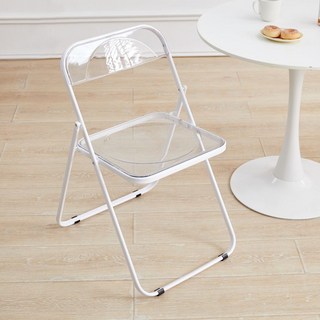 접이식 투명 의자 폴딩 간이 클리어 플라스틱 카페 아크릴 체어, 화이트가 굵직한 후 400근이다, 1개