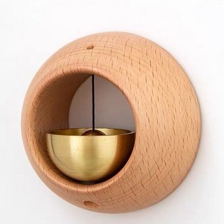 新品出貨 實木門鈴 風鈴 開門提醒 鈴鐺 進門裝飾 掛飾 禮物 裝飾 門飾, O型門鈴-原木色