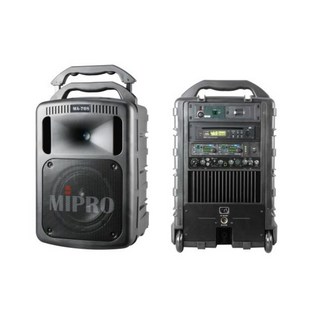 MIPRO 豪華型無線擴音機 清晰洪亮 多功能音源輸入 輕巧便攜, 黑色, 1套, MA-708主機+3號電池無線發射器*2+頭戴式麥克風*2