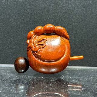 DDZE 花梨木敲敲小木魚解壓神器，辦公室靜心念經法器木魚樂器擺件，舒緩壓力，療癒身心, 花梨精雕蓮藕款【7*6*4.5cm】, 1個