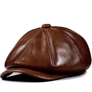 쿠쿠스토어 봄신상 가죽 모자 베레모 따뜻한 면 남성 패딩 브랜드 브라운/블랙 덕햇, 02 brown, 01 42