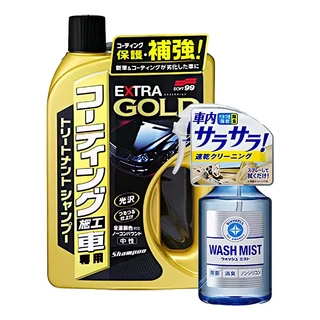 Soft99 Extra Gold 鍍膜洗車精 750ml + Wash Mist 內裝清潔劑 300ml, 1套