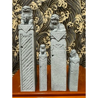 京綸 拴馬柱石雕擺件組：景觀裝飾、辦公室擺設、石象石獅、水族造景, A款,大