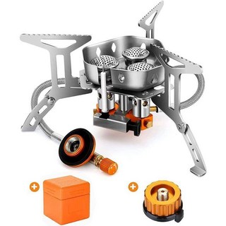 新款三代 登山防風爐 三頭爐 防風爐 5800W 戶外 折疊 爐頭 露營 登山爐 蜘蛛爐 送卡式瓦斯轉接頭, 1個, 三頭爐送帶轉接頭