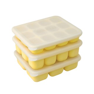 모니 삼중밀폐 이유식큐브 세트 실리콘 이유식 보관용기 15ml+30ml+60ml, 허니레몬, 1세트, 105ml