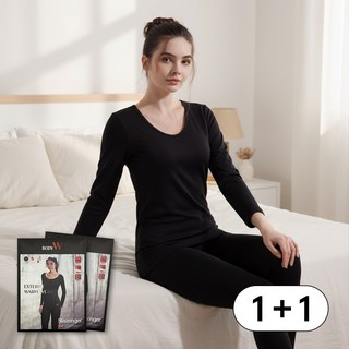 슬레진저 여자 내복 융기모내의 여성 히트텍 발열 내의 2종 세트