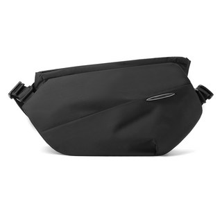 便攜可摺疊收納斜挎斜背包男生戶外運動輕便防水胸包騎行機車單肩側背包, 黑