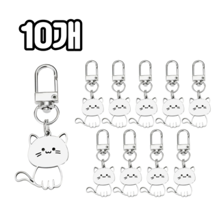 담다 5개입 미니멀 실버 고양이 메탈 키링, 실버(KD365)5P, 2세트