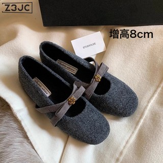 Z3JC 增高8cm~內增高加絨瑪麗珍單鞋毛毛鞋秋冬小個子一腳蹬