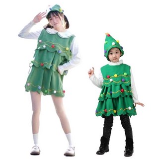 WULA烏拉 聖誕層次裙套裝 聖誕樹衣服 女聖誕裙裝 聖誕節服裝 聖誕樹裝 小聖誕樹裝