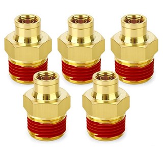 GORAGUCHI 황동 DOT 푸시 투 커넥트 피팅 5개 외경 1cm(3/8인치) x 1.3cm(1/2인치) NPT 수 유니온 튜브 에어 브레이크 라인 피팅 트럭 트레일러 에, GORAGUCHI 황동 DOT 푸시 투 커넥트 피팅 5