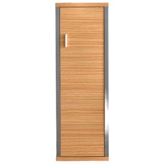 三格一門厚板收納系統櫃 MDF塑合板, 灰黑布紋 + 原木色, 31.4 x 29.3 x 93.6cm