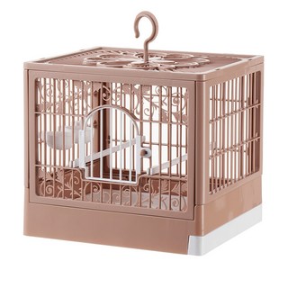 鳥籠 外帶觀賞籠大空間透氣遛鳥神器外出籠寵物用品鸚鵡別墅籠, 1個, 咖啡白:28*25*32cm
