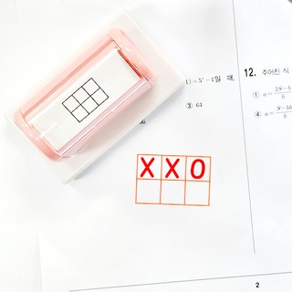 티처스 5칸 도장 3칸 네모 칸 스탬프 빈칸 오답 체크 수학 학습, 빨강, (9mm) 3칸 두줄 중형-핑크